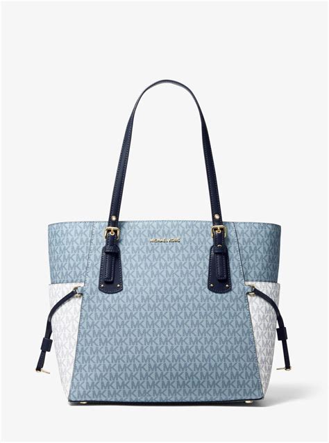 michael kors voyager small two-tone logo tote bag|Michael Kors Tote with zipper.